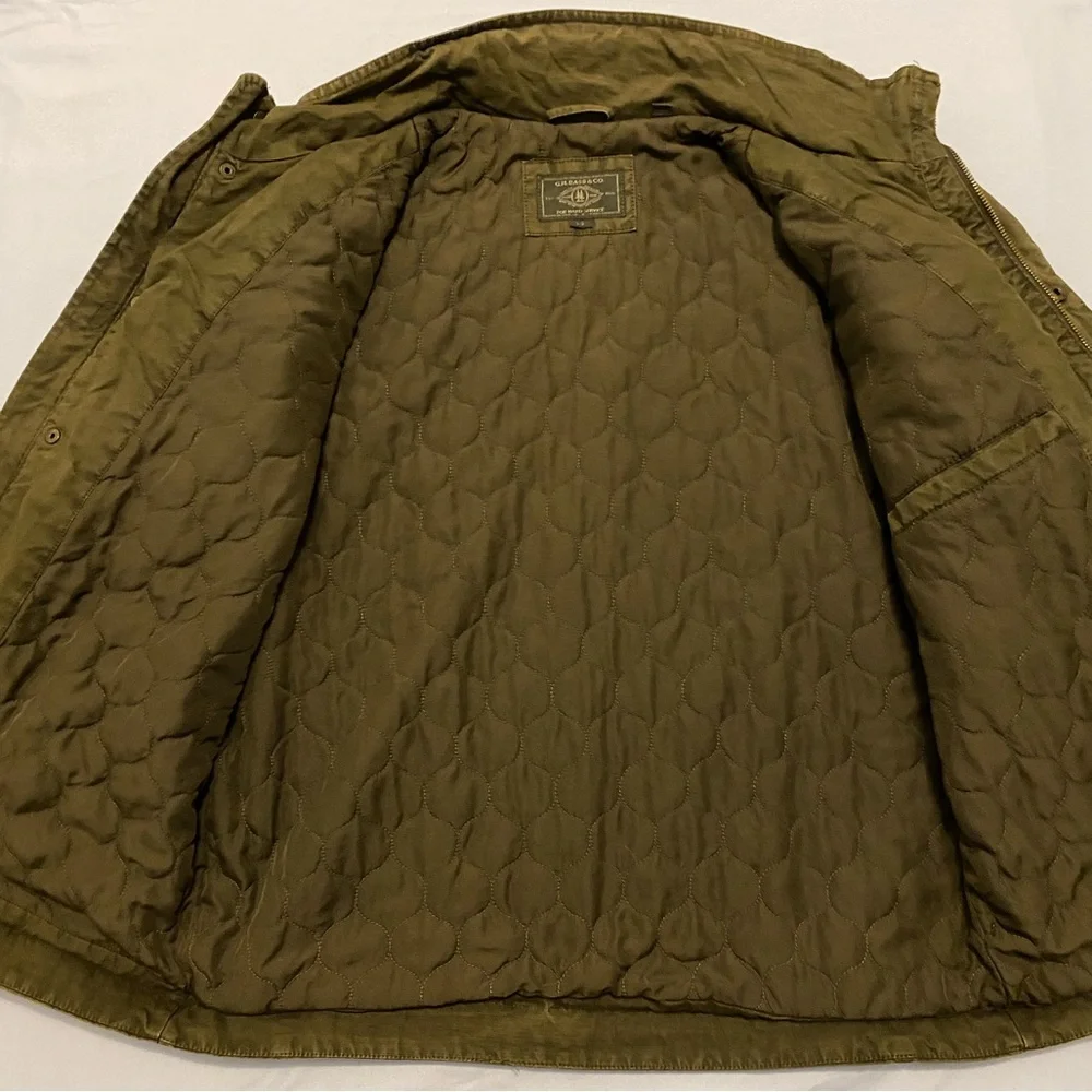 G.H. Bass & Co. Men’s Military Field Jacket Green Olive Large Full Zip Pockets - Picture 11 of 16